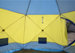 Палатка СТЭК-ЧУМ (3х СЛОЙНАЯ) с выводом под трубу  ширина - 4.20м, высота- 2.20м.