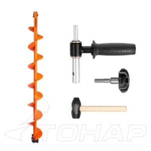 Комплект под мотобур шнек 130R MOTOSHTORM +адаптер АШ-02+молоточек Тонар