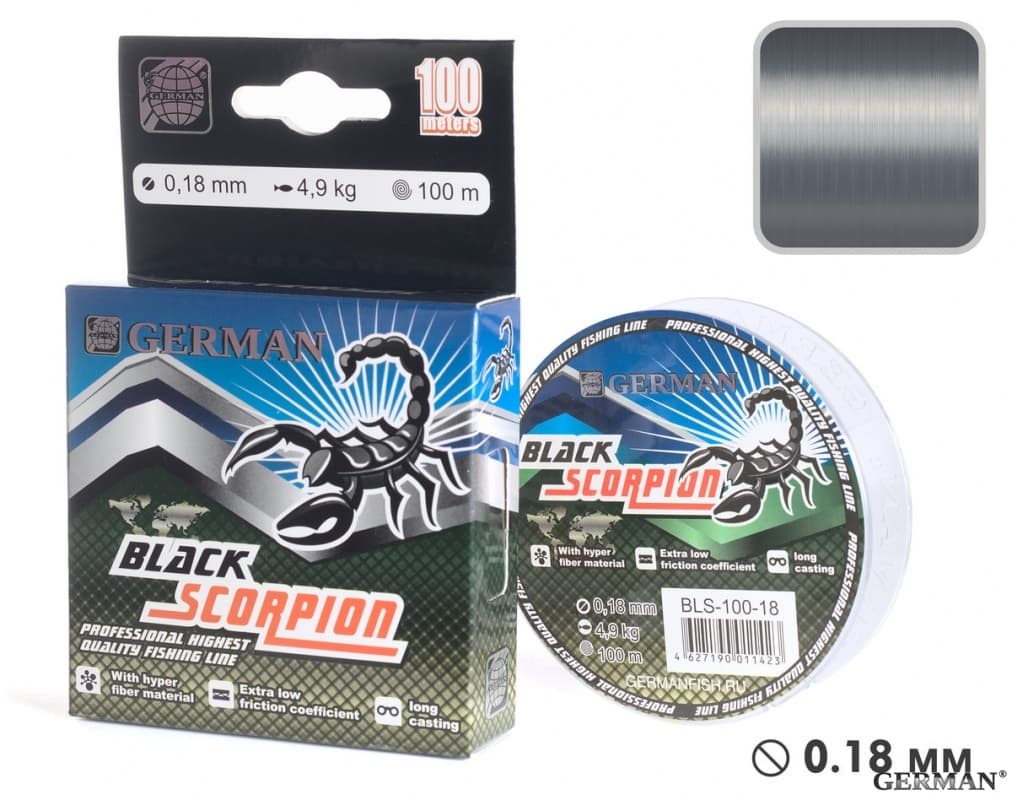 Леска "BLACK SCORPION - 2" 100 м / 0.18 мм