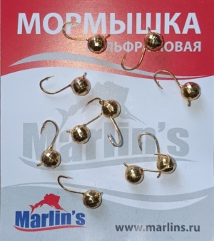 Мормышка вольфрам "Marlin's" Шар с ушком мелк. грань 5мм 1.20гр цв.1750-GO уп.10шт