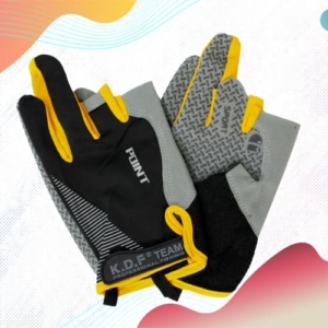 Перчатки спиннингиста KDF Point 3 пальца открыты цв.Черно-Оранжевый