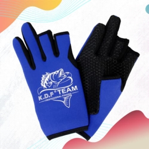 Перчатки спиннингиста KDF Striker 3 пальца открыты цв.Синий размер XL
