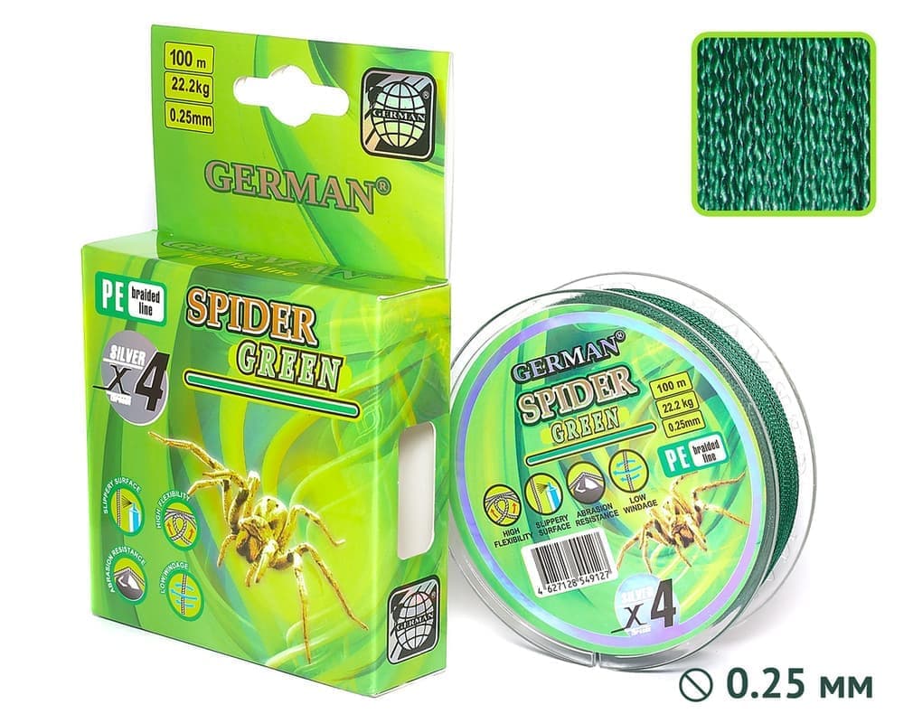 Плетенка SPIDER-GREEN 100m 0.25мм