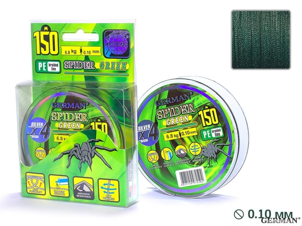 Плетенка SPIDER-GREEN 150m 0.10мм