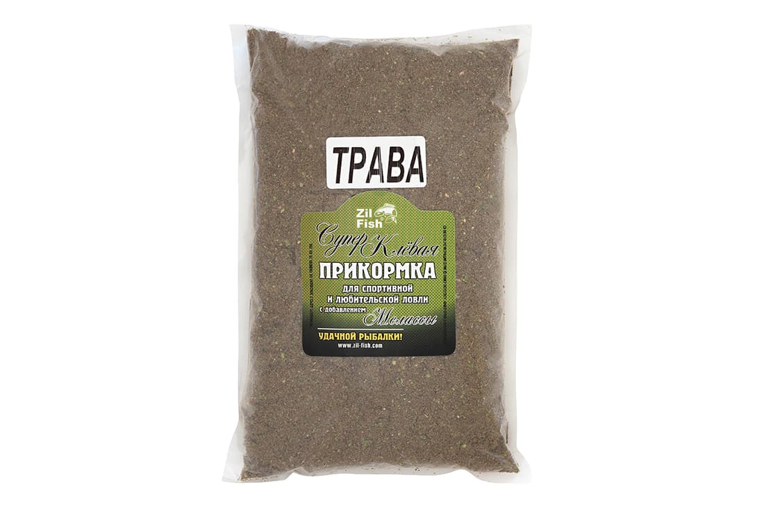 Прикормка ZIL-FISH увлажненная на мелассе "Трава" 1кг