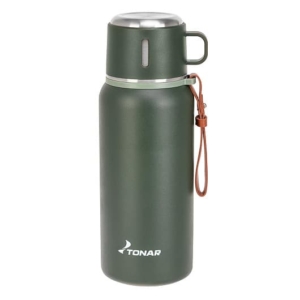 Термос (T-KD-7030-0.7) 700ML хаки (пробка-ситечко, крышка-кружка, ремешок) TONAR